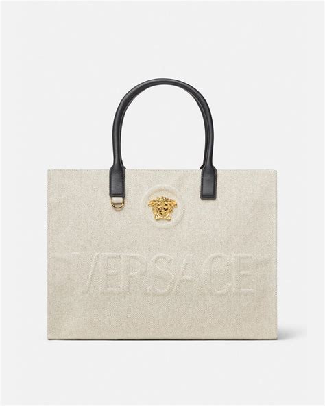 versace tasche beige|Versace ladies tote.